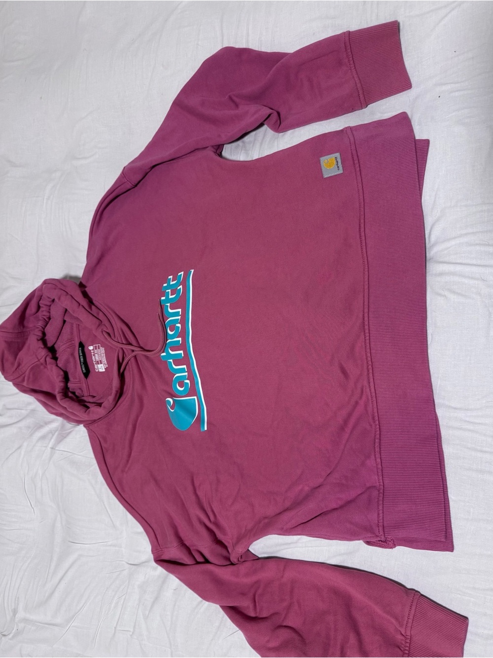 Carhartt Loose Fit Hoodie in Berry Pink with Logo Cozy Sweatshirt  Pullover SZ L